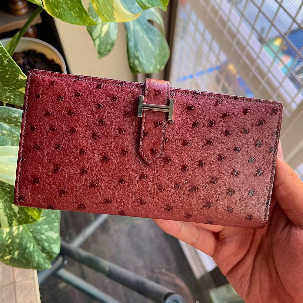 Hermes Ostrich Bearn Long Wallet